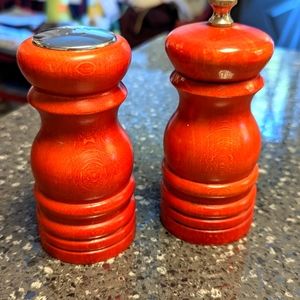Vintage Mr. Dudley salt and pepper shaker set- solid wood